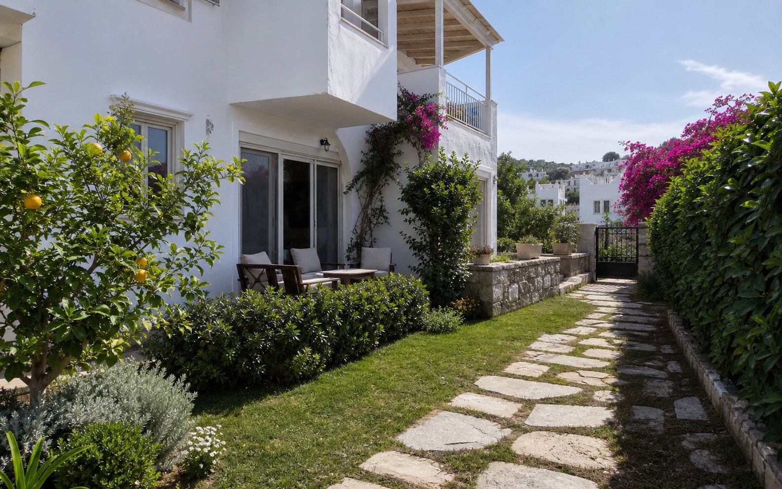 Bodrum listing visual Torba 1+1 garden-floor apartment rental preview image